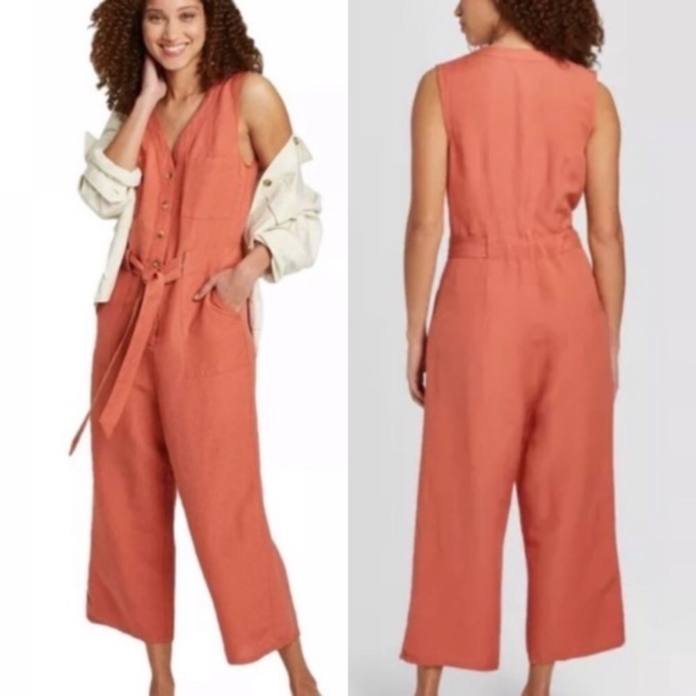 08 A New Day Rustic Red Jumpsuit Belted Chic - Picture 2 of 16